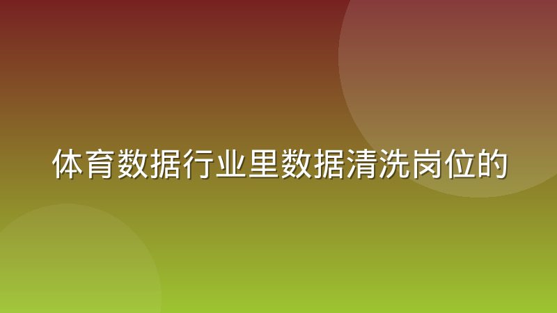 体育数据行业里数据清洗岗位的职责边界到底怎么划分